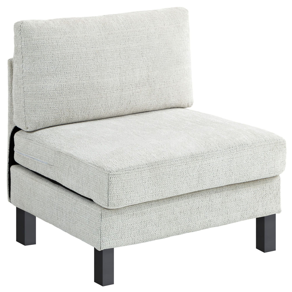 Modern Accent Chair for Living Room, Fabric Middle Module for Modular Sectional Sofa with Thick Cushion, Cream White