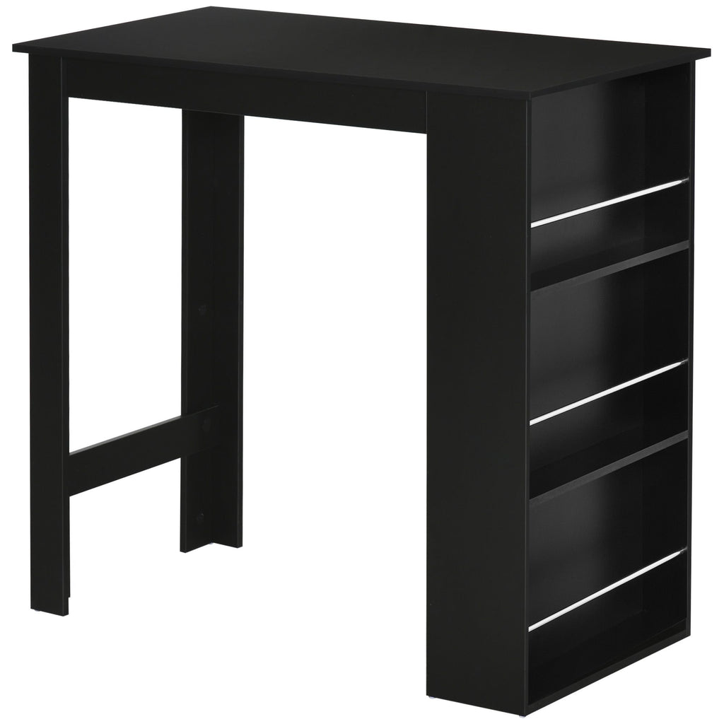 Modern Bar Table Counter Height Dining Table with 3 Storage Shelves for Kitchen, Dining Room, Living Room, Black