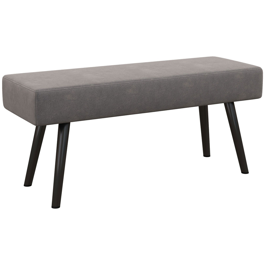 Modern Bedroom Bench 39" Upholstered with Steel Legs Gray End of Bed Seating