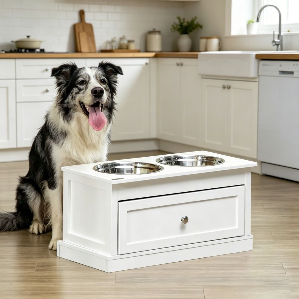 Modern Elevated Dog Bowls 23.5 Inches X 11.75 Inches X 12.25 Inches