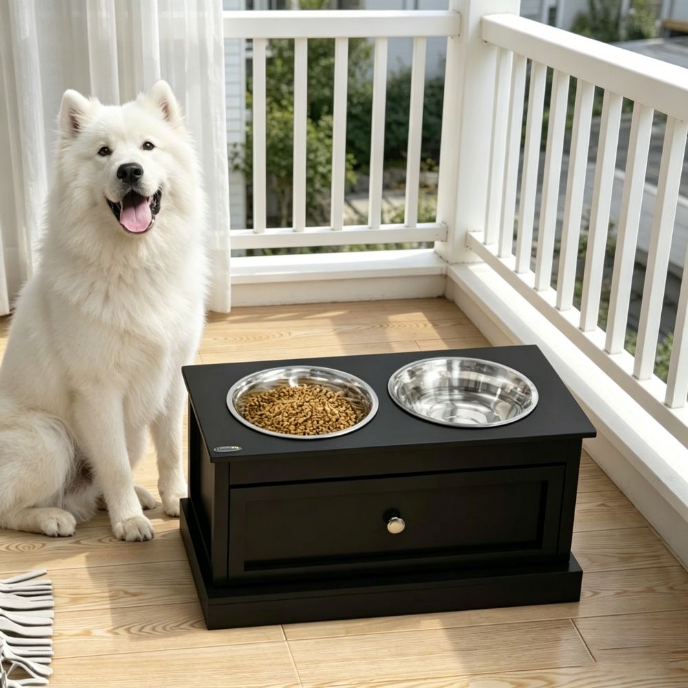 Modern Elevated Dog Bowls 23.5 Inches X 11.75 Inches X 12.25 Inches