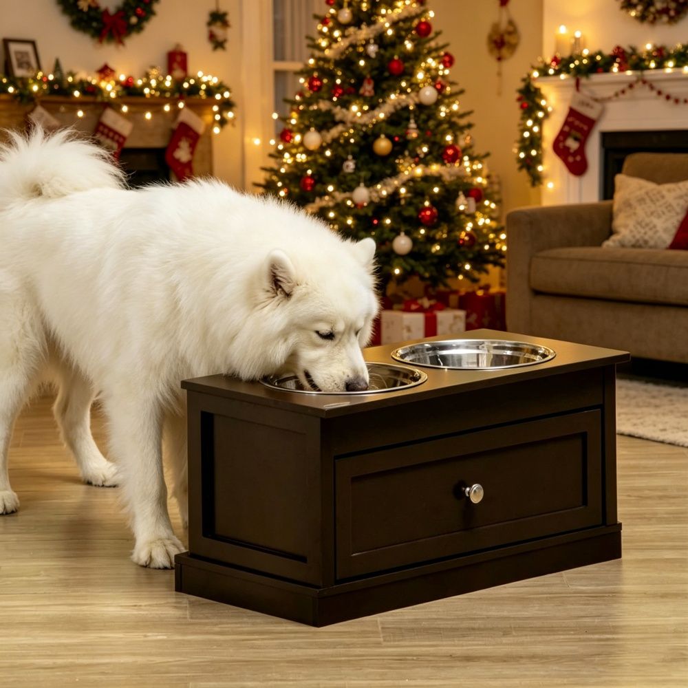 Modern Elevated Dog Bowls 23.5 Inches X 11.75 Inches X 12.25 Inches