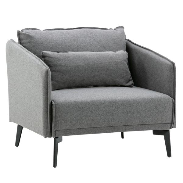 Modern Gray Accent Armchair Single Sofa Fabric Upholstered Furniture Living Room