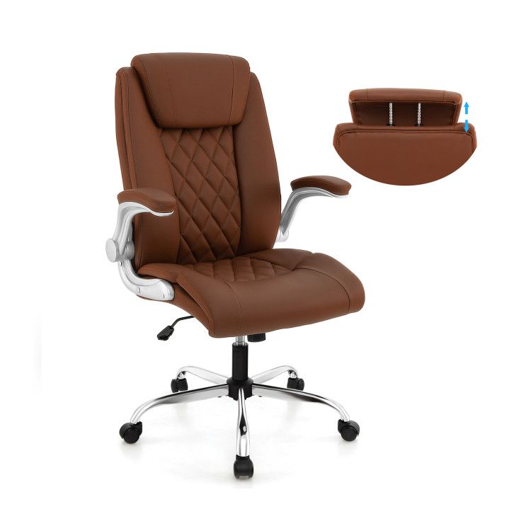 Modern Height Adjustable PU Leather Office Chair with Rocking Function