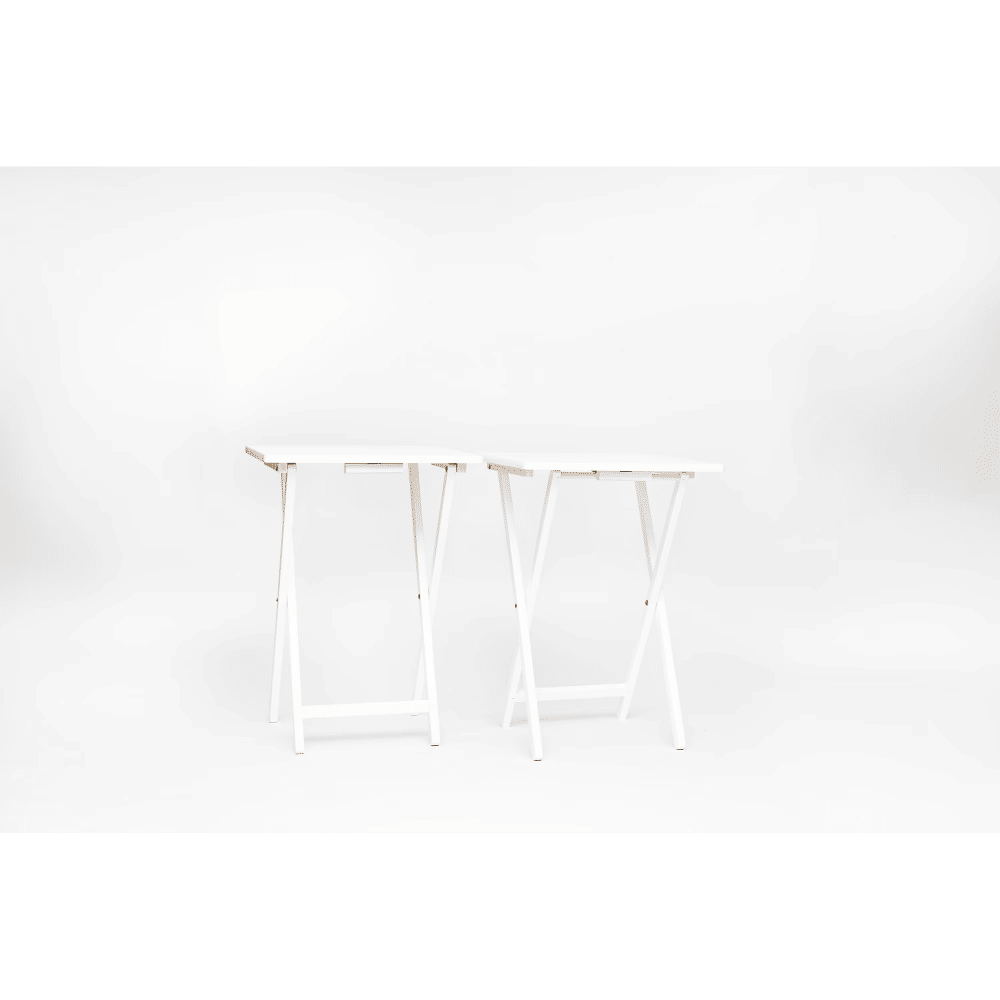 Modern Indoor Folding Tray Table Set of 2, White Finish, Solid Rubberwood, 19 x 14.5 x 26 Inches (Shipment from Walmart)