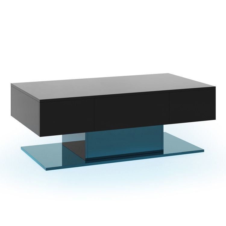 Modern LED Coffee Table with 20 Color LED Lights and 2 Storage Drawers