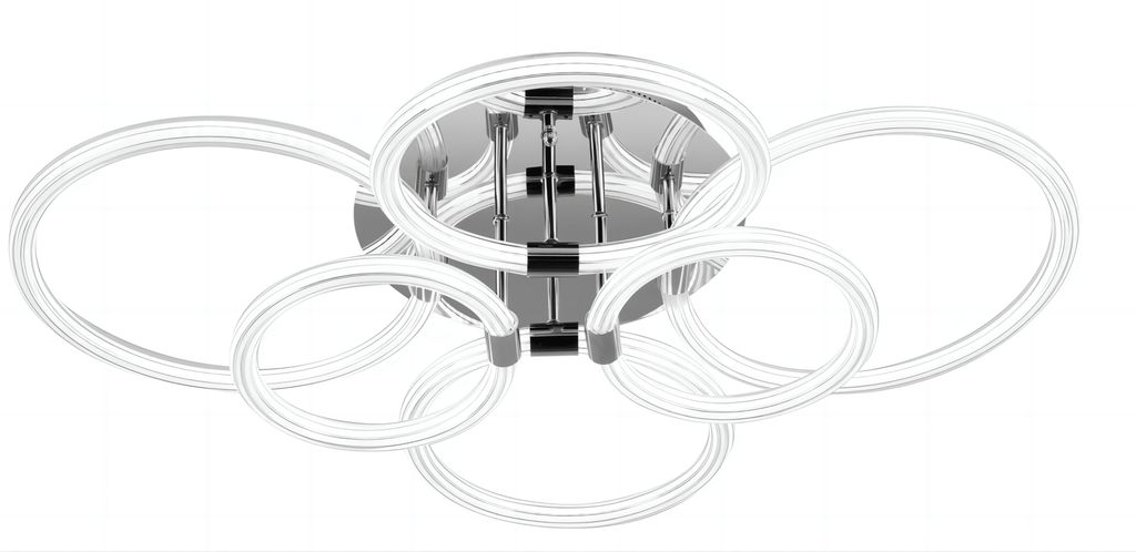 Modern LED, Flush Mount Ceiling Light with Dimmable Remote Control, 6Rings Acrylic Fixture for Bedroom, Living Room, Kitchen, Office Lamps (6 Heads)[Unable ship weekends, TK/TEMU only for pickup]