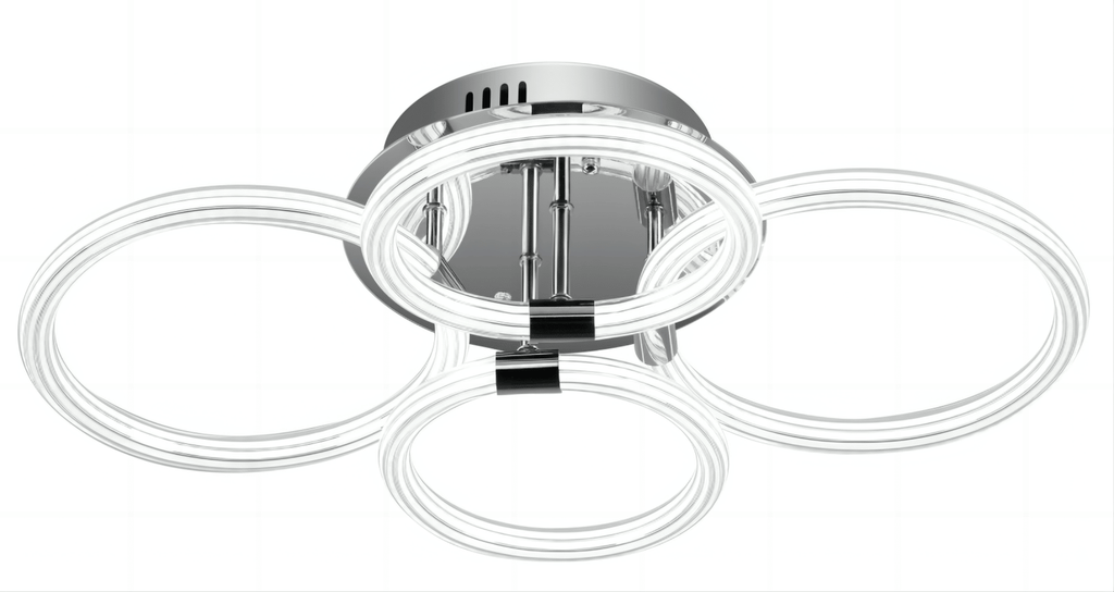 Modern LED Flush Mount Ceiling Light with Dimmable Remote Control, 6Rings Acrylic for Bedroom, Living Room, Kitchen, Office Lamps (4 heads)[Unable ship weekends, TK/TEMU only for pickup]