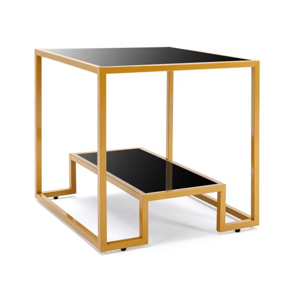 Modern Metal Glass Coffee Table Side End Table Shelf Living RoomOffice Furniture