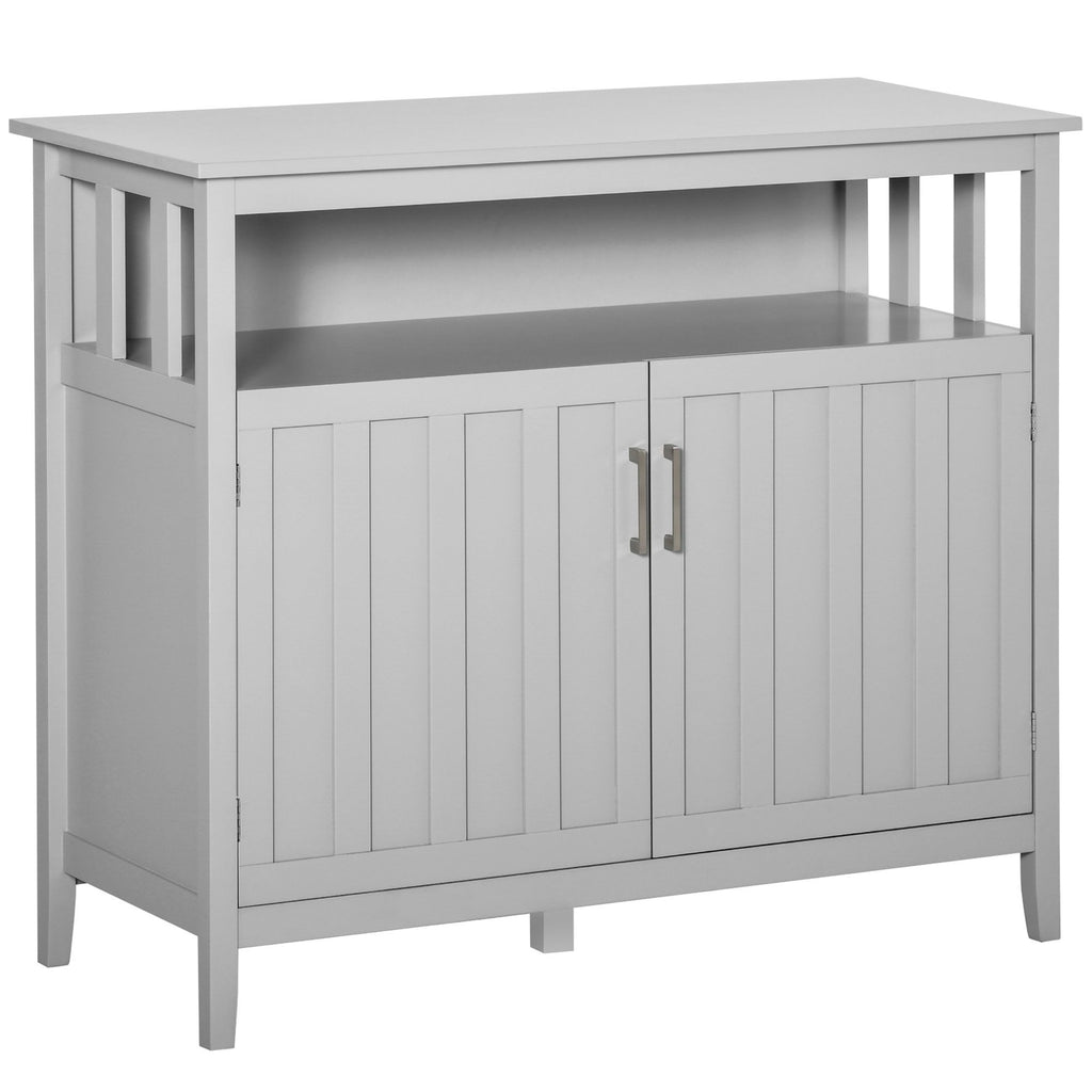 Modern Ribbed Door Sideboard with Anti-Tip Feature for Versatile Kitchen Storage in Gray
