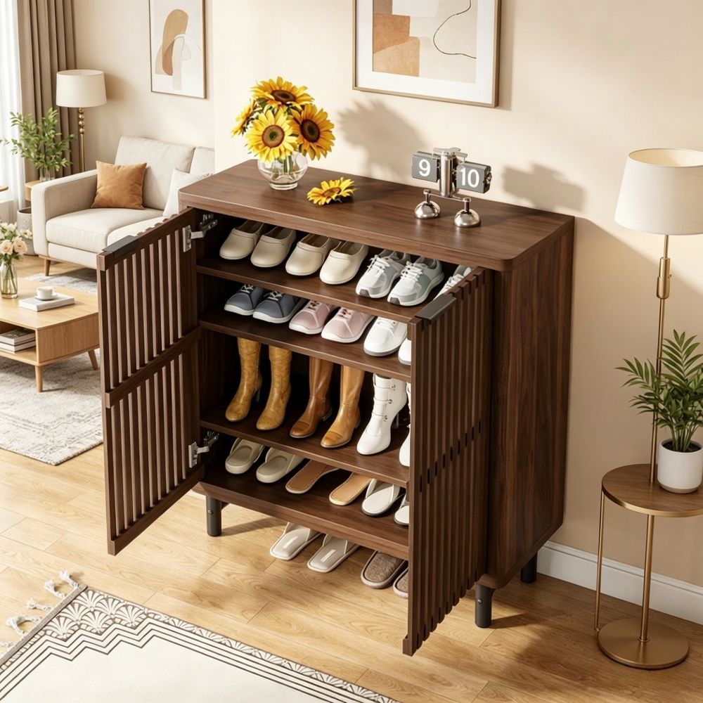 Modern Shoe Storage Cabine with Adjustable Stability and Feet for Living Room