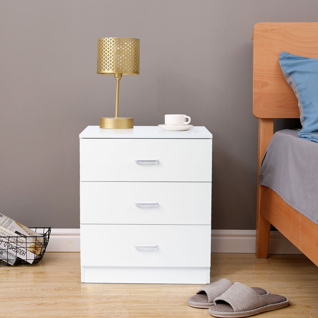 [] Modern Simple 3-Drawer Dresser Chest of Drawers for Family Room Bedroom Living Room Universal Design, White