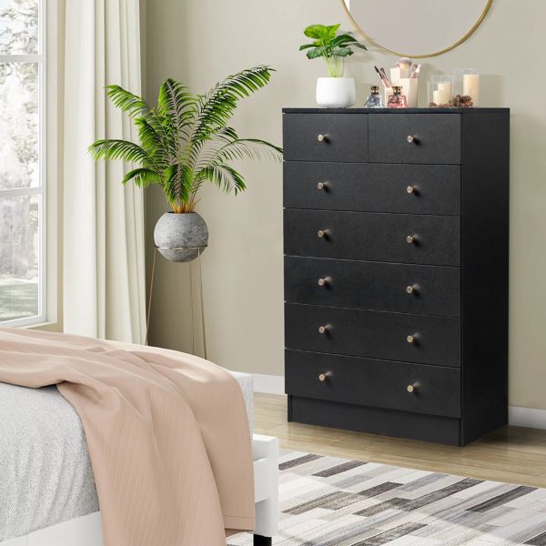 Modern Simple 7-Drawer Dresser Black