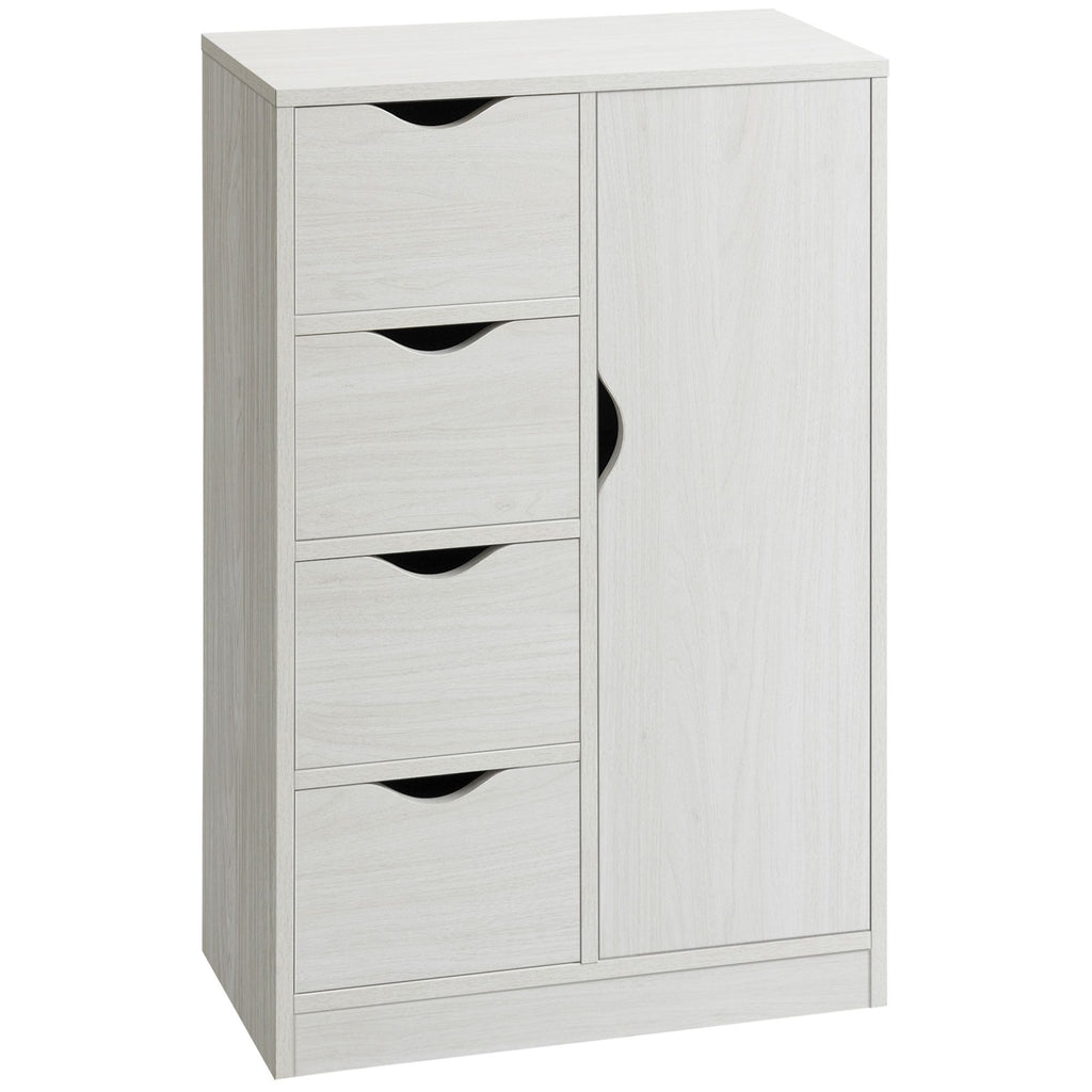 Modern Storage Cabinet, Slim Chest Freestanding Storage Organizer with 4 Drawers for Bedroom, Entryway, Living room & Bathroom, White
