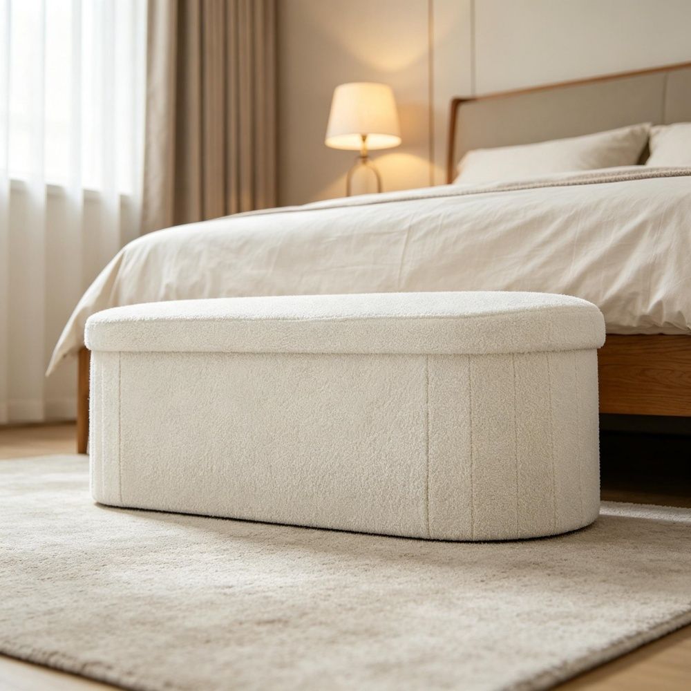 Modern Storage Ottoman with Foldable Design and Non-Slip for Bedroom