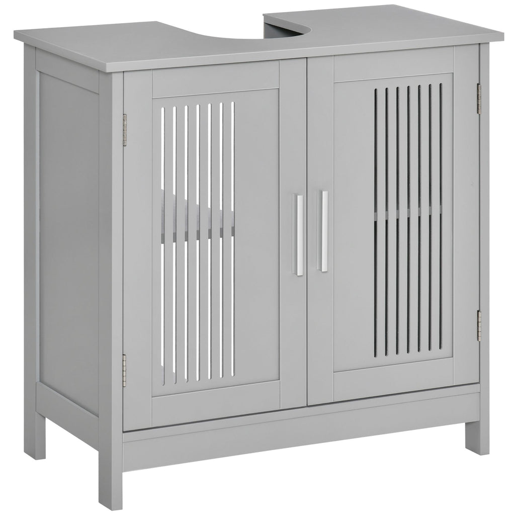Modern Under Sink Cabinet 2 Doors Bathroom Vanity Pedestal Design Adjustable Shelves Grey