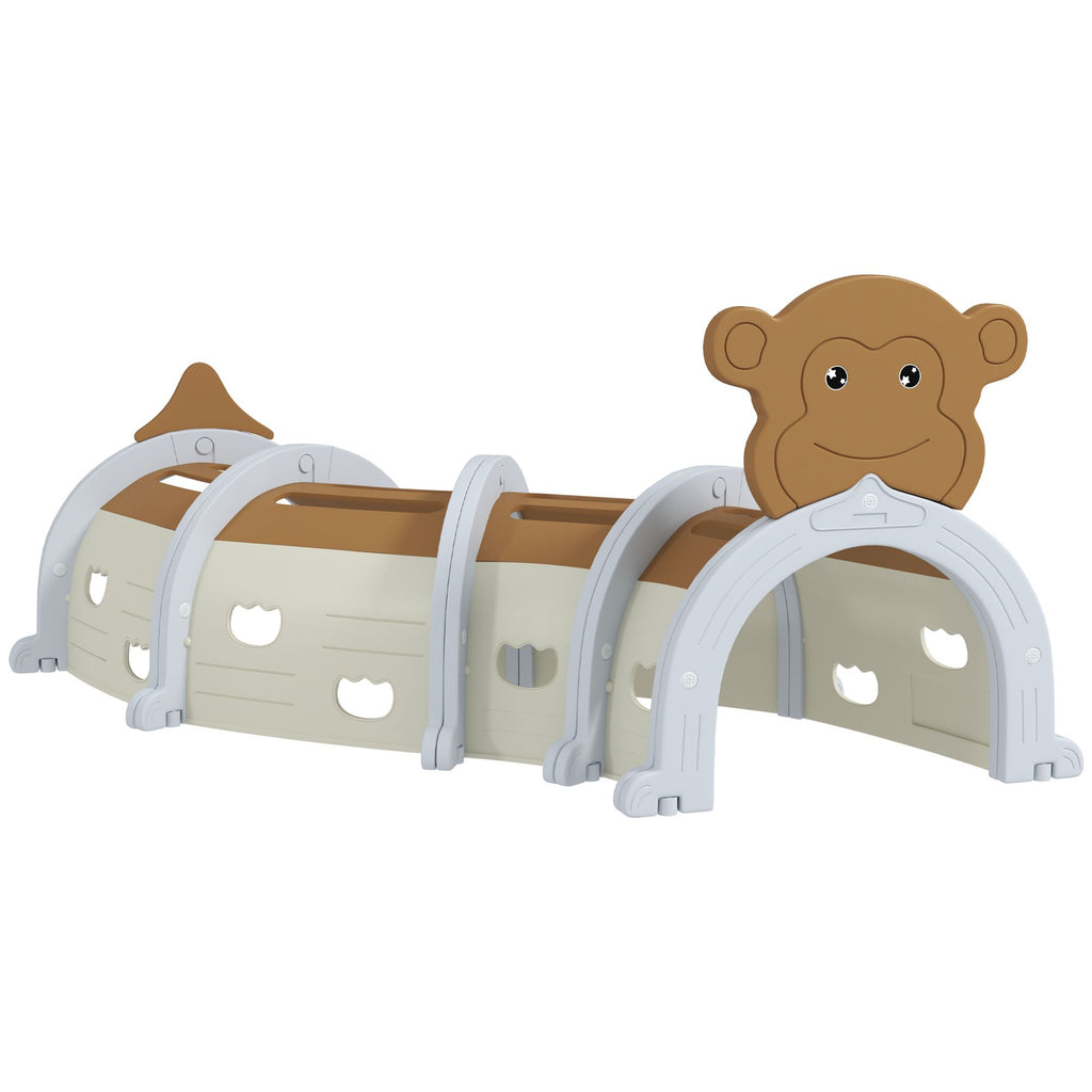 Monkey Design Kids Play Tunnel for Toddlers 3-6 Years to Crawl and Climb, Brown