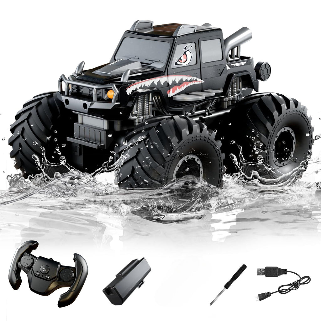 Monster Truck Toys, Waterproof 360Rotate 4x4 RC Truck, Amphibious Remote Control Monster Trucks, 2.4GHz All Terrain Off-Road Pickup Toy RC Car
