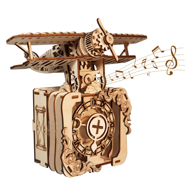 MUSIC PARK 3d Wooden Puzzle Punk Airplane Music Box You Are My Sunshine Handmade Assembly Model Kit Holidays Brthdays Christmas Gifts