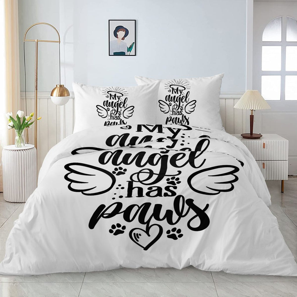My Angel Has Wings Twin Duvet Cover Set Microfiber 3pcs with 2 Pillowcases, Black White