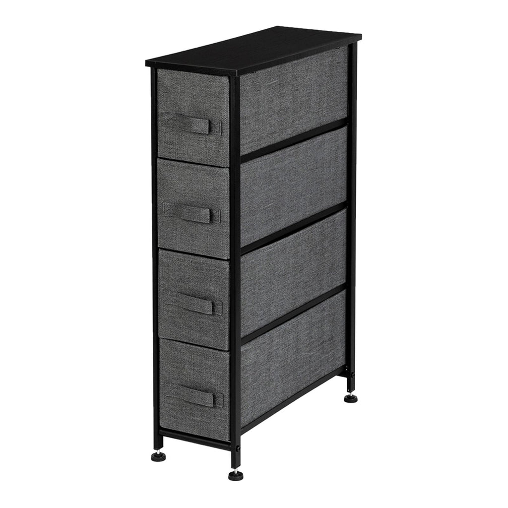 Narrow Dresser, Vertical Storage Unit With 4 Fabric Drawers, Metal Frame, Slim Storage Tower, 7.9" Width, For Living Room, Kitchen, Small Space, Gap, Brown