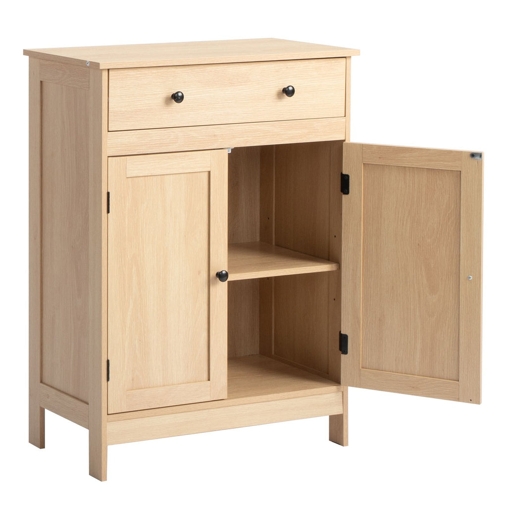 Natural wood color, particleboard with melamine veneer, 60*30*80cm, double doors, single drawer, bathroom vanity