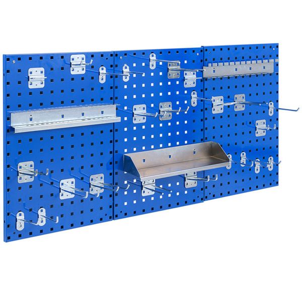 Navy Wall-Mounted Pegboard Wall Organizer Kit 4 ft.Metal Toolboard