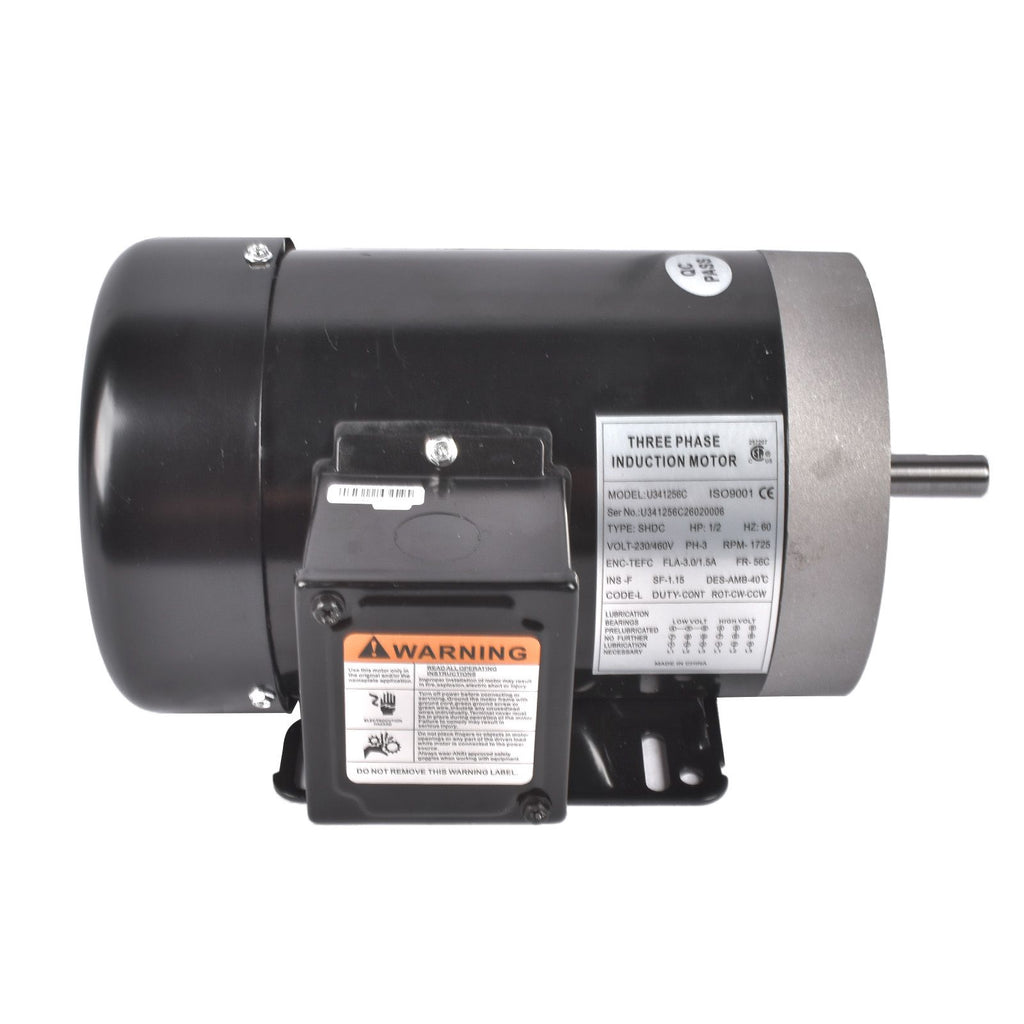 New MA0505E AC Motor with Base, 1/2HP, 1725RPM, 3PH, 206-230V/460V, 56C/TEFC
