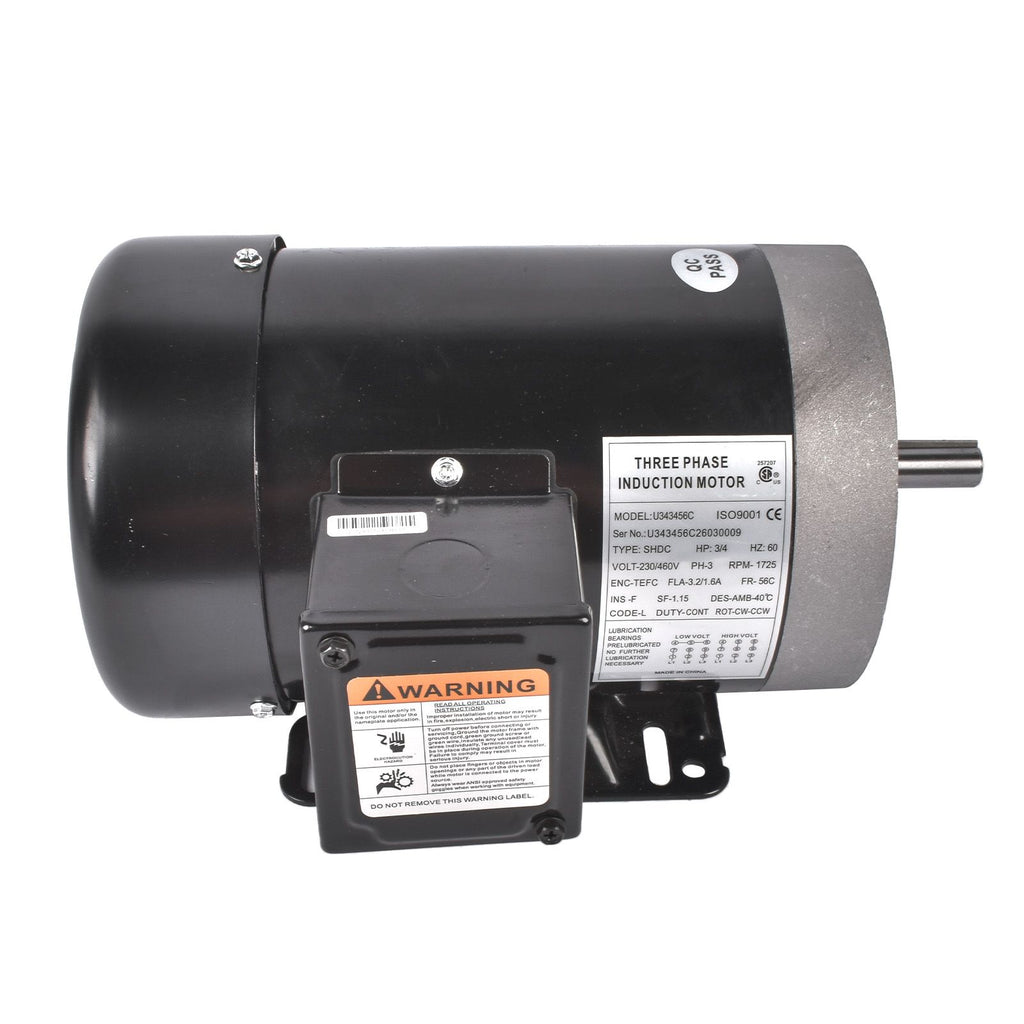 NEW MA0507E AC MOTOR, 3/4HP, 1725RPM, 3PH, 206-230V/460V, 56C/TEFC, WITH BASE