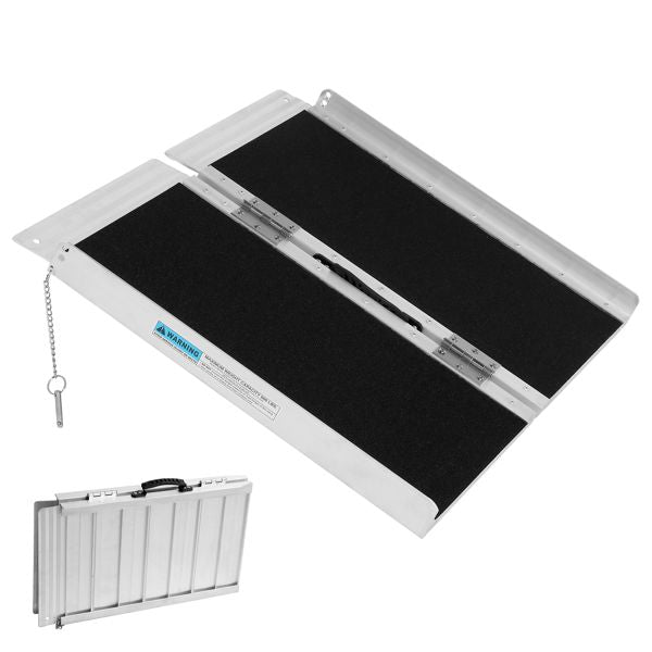 Non-Skid Foldable Wheelchair Ramp 2FT; Threshold Ramp with a Non-Slip Surface; Portable Aluminum Foldable Mobility Scooter Ramp; for Home; Steps; Stairs; Doorways; Curbs