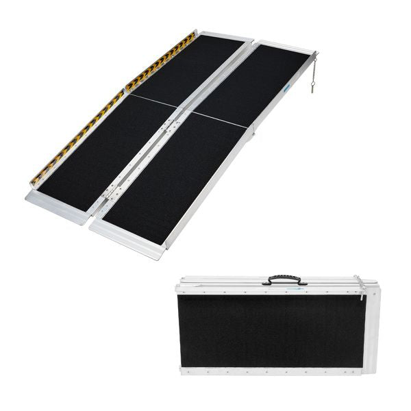 Non-Skid Traction Folding Aluminum Wheelchair Ramp Scooter Mobility Handicap Ramps for Home Steps, Suitcase with Handle, Holds Up to 600 lbs (5FT Non-Skid)