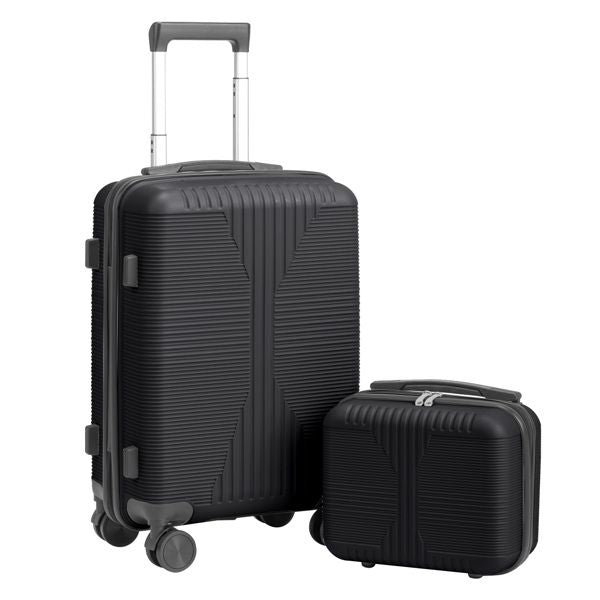 Non-TSA customs lock 2-in-1 PP trolley case, 12in/20in, PP, black