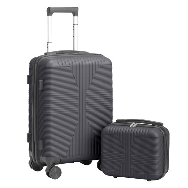 Non-TSA customs lock 2-in-1 PP trolley case, 12in/20in, PP, dark gray