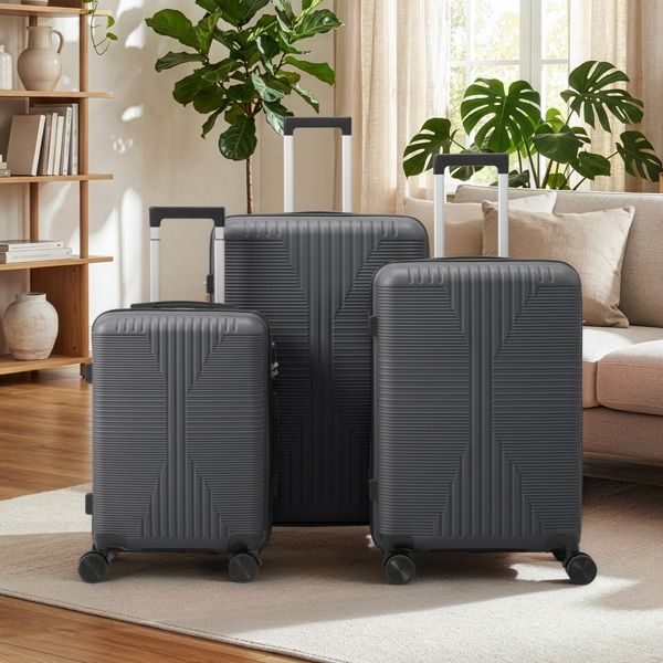 Non-TSA customs lock 3-in-1 PP trolley case, 20in, 24in, 28in, PP, dark gray