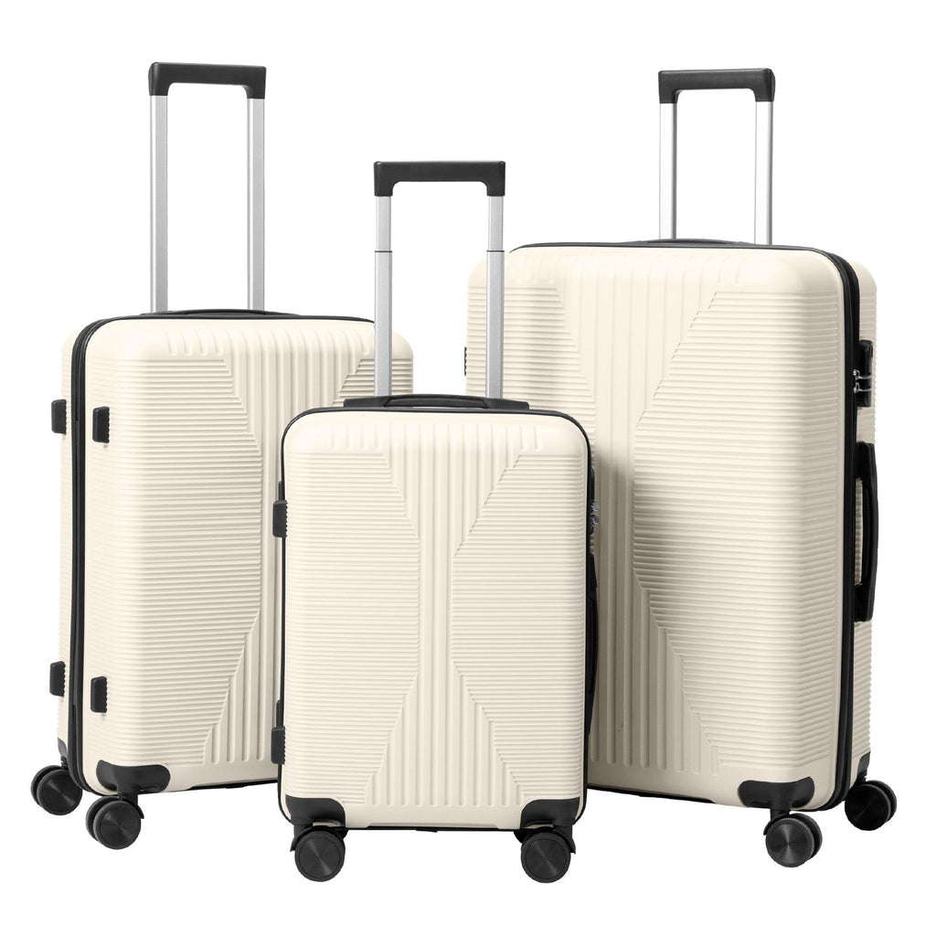 Non-TSA customs lock 3-in-1 PP trolley case, 20in, 24in, 28in, PP off-white