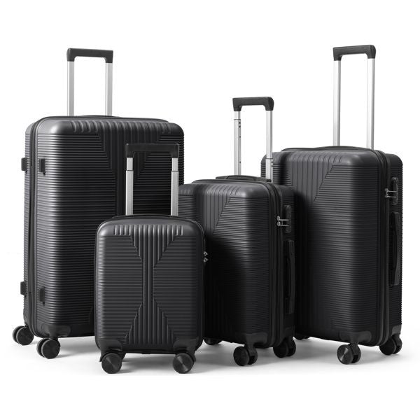 Non-TSA customs lock 4-in-1 PP trolley case, 16in, 20in, 24in, 28in, PP, black