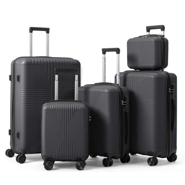 Non-TSA customs lock 5-in-1 PP trolley case, 12in, 16in, 20in, 24in, 28in, PP, dark gray