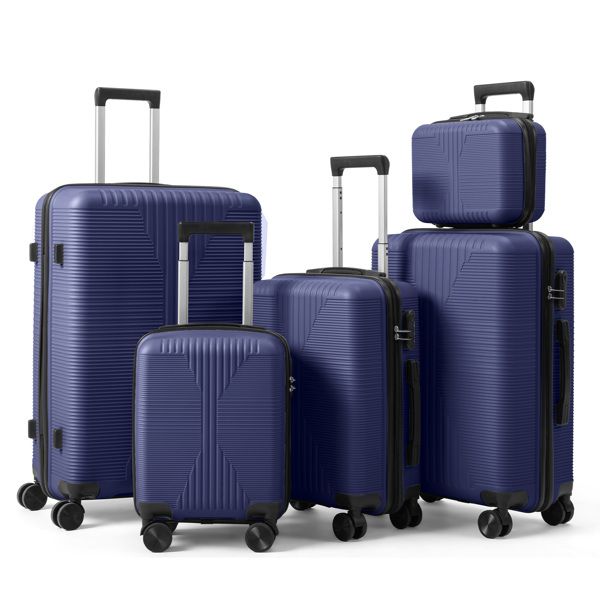 Non-TSA customs lock 5-in-1 PP trolley case, 12in, 16in, 20in, 24in, 28in PP, navy blue