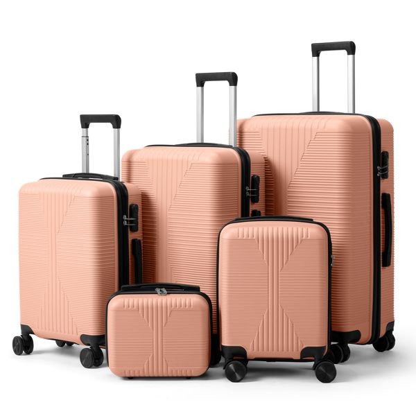 Non-TSA customs lock 5-in-1 PP trolley case, 12in, 16in, 20in, 24in, 28in, PP, pink