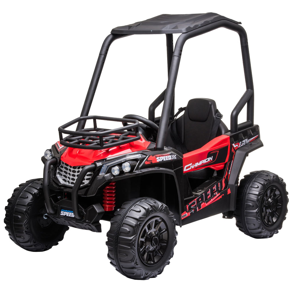 Off-Road UTV 12V Electric Kids Ride On Car High Roof Remote Control Lights MP3 Music 1.8-3.7 mph Red Black