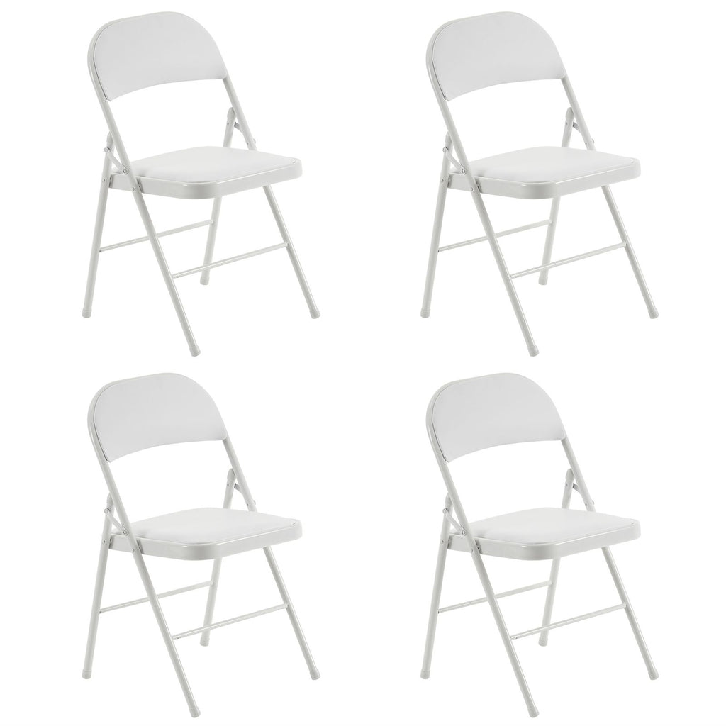 [Old Code: 33292149]4pcs Elegant Foldable Iron & PVC Chairs for Convention & Exhibition White