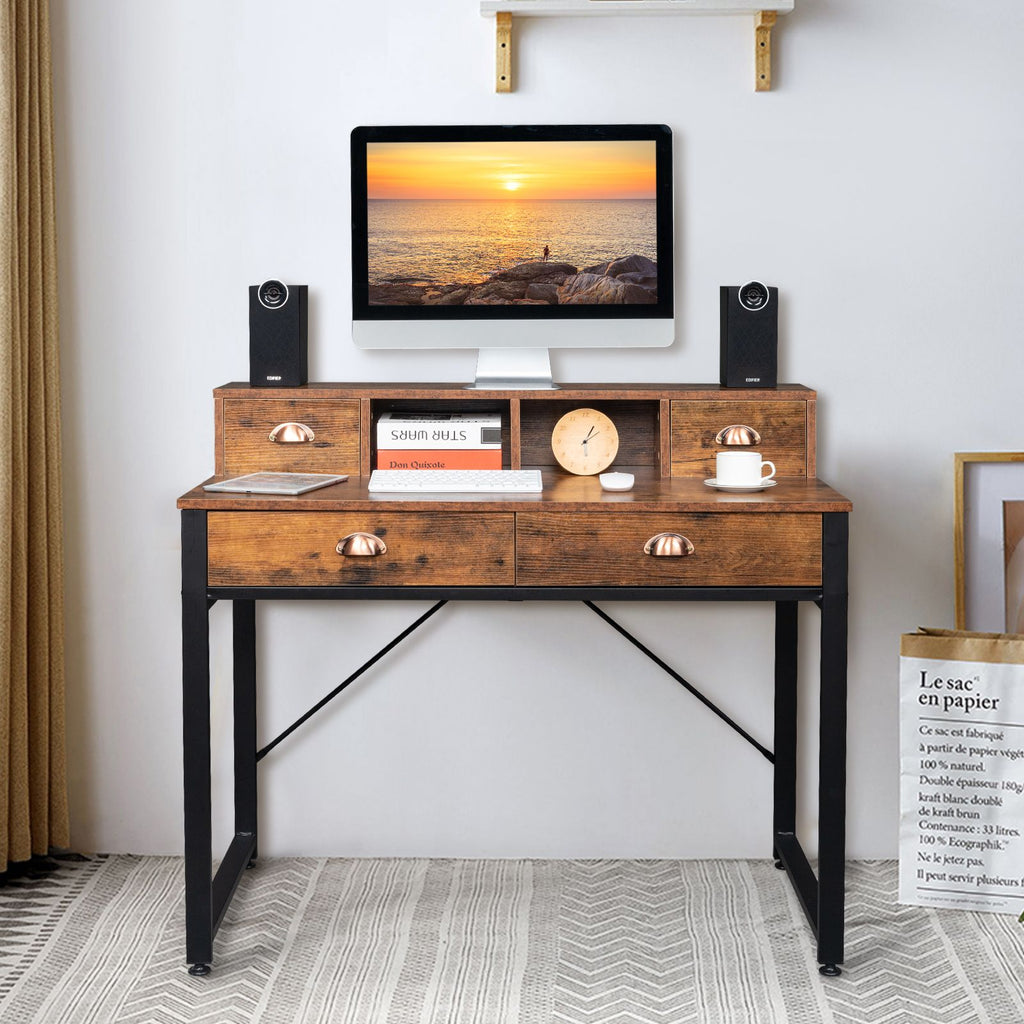 Old Wood Table with Two Small Drawers and Two Large Drawers ,Computer Desk  Used For Study Desk XH