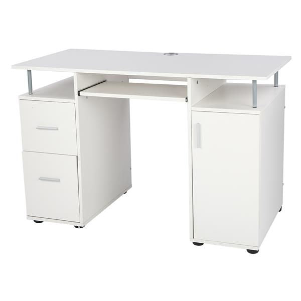 One Door Two Drawers Computer Desk White