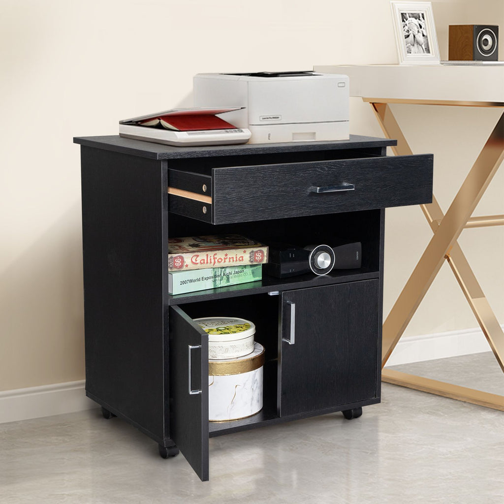 One Drawer One Layer Frame Double Doors MDF And PVC Wooden Filing Cabinet Black RT