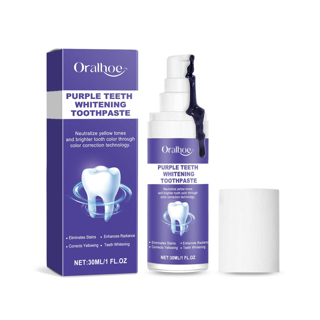 Oralhoe Purple Brightening Toothpaste Brightening Stains Yellow Teeth Gentle Cleaning Dental Hygiene Care Toothpaste