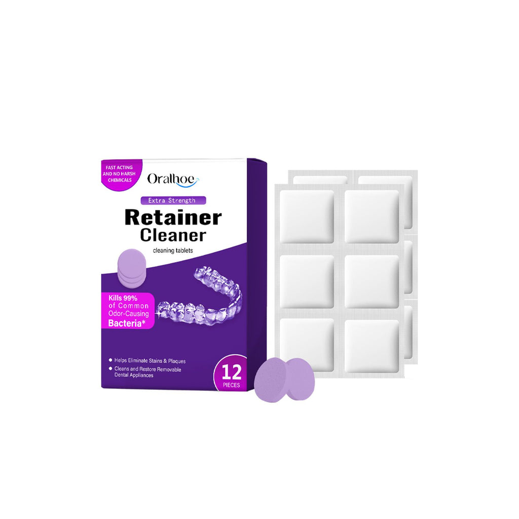 Oralhoe Purple Denture Retainer Cleaning Tablet Cleans Stains Tartar Deposits Dental Retainer Odor Cleaning Tablet