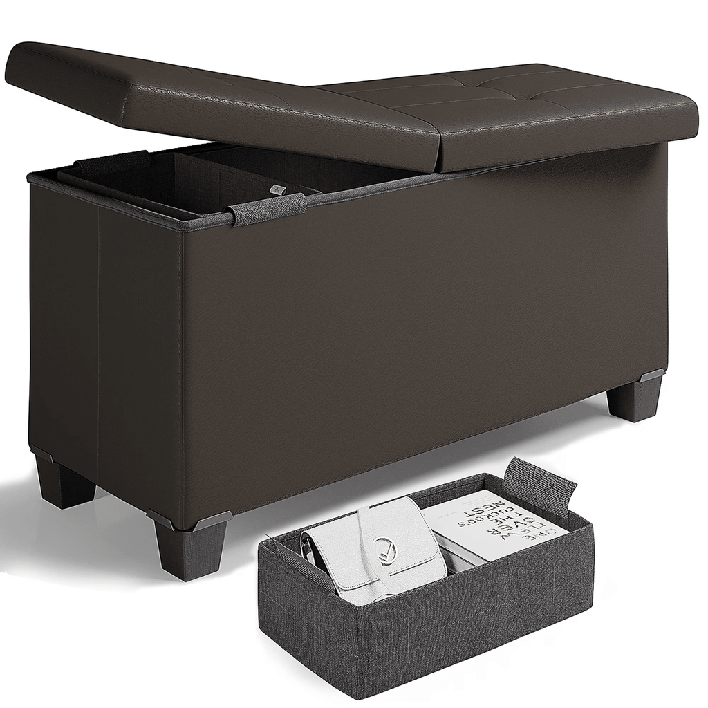 OttomanStorageBench, Faux Leather 30"StorageOttoman Bench, Brown