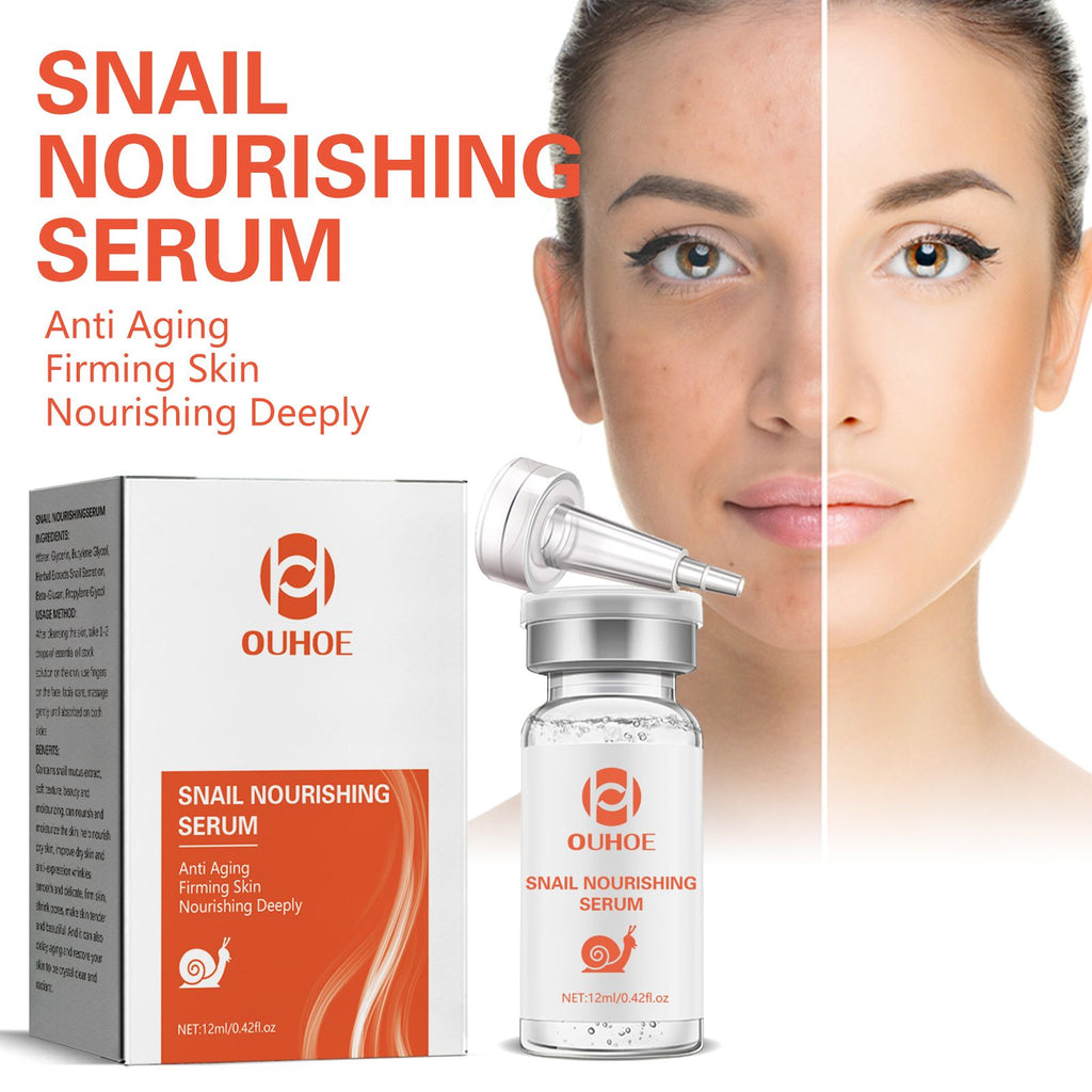 OUHOE Snail Nourishing Essence, Lightening Acne Muscle Acne Mark, Hydrating And Eliminate Pimples Essence
