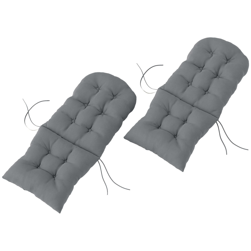 Outdoor Adirondack Chair Cushions Set of 2, Tufted High Back Patio Chair Cushions, Adirondack Cushions with Ties, Non-Slip Replacement Seat Cushions for Adirondack Chairs, Gray