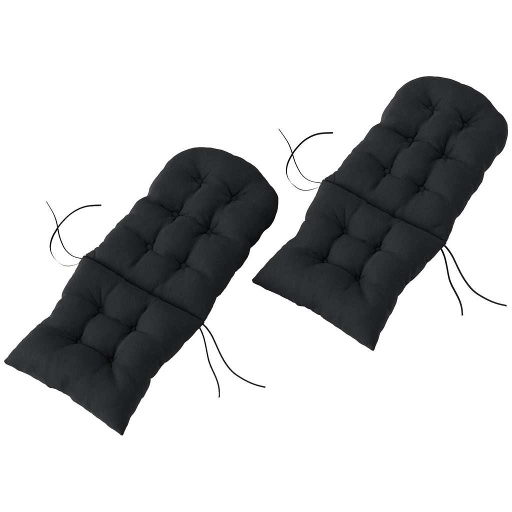 Outdoor Adirondack Chair Cushions Set of 2, Tufted High Back Patio Chair Cushions, Black